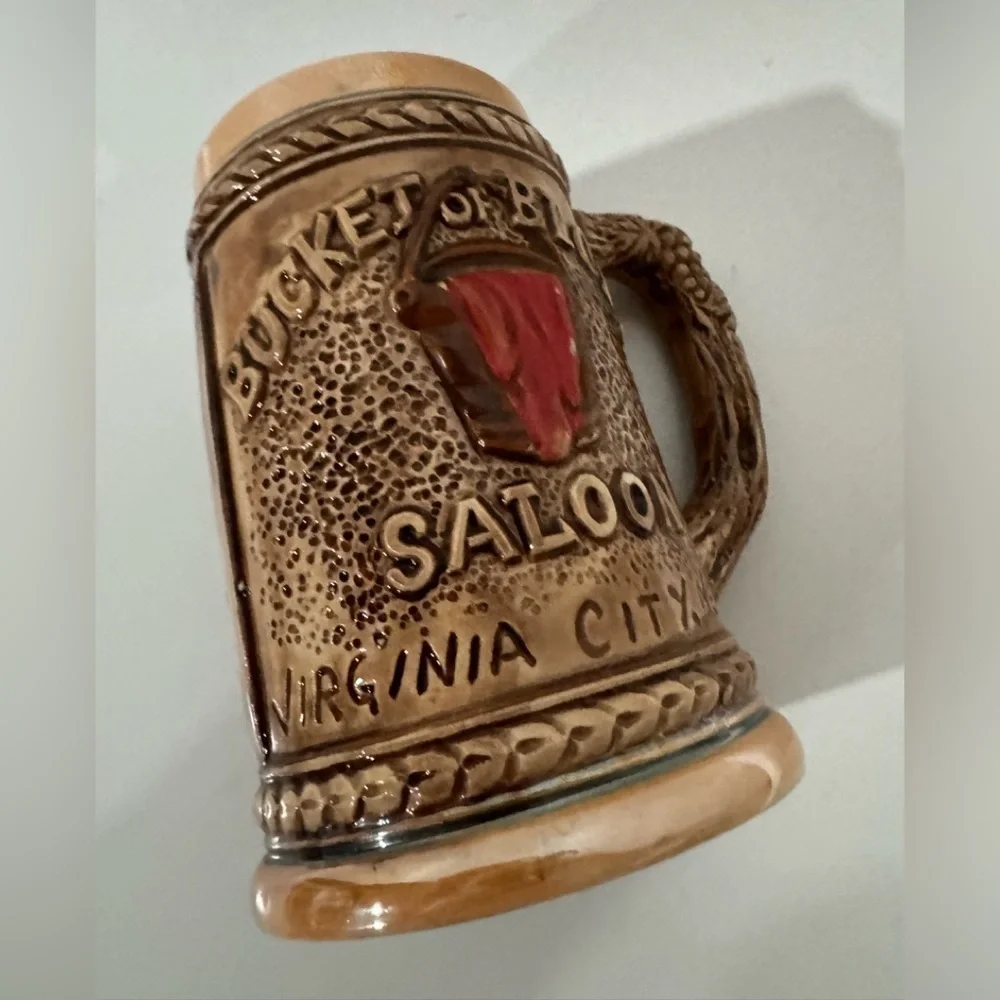 BUCKET OF BLOOD SALOON Vintage Prospector Beer Stein Mug Virginia City Nevada